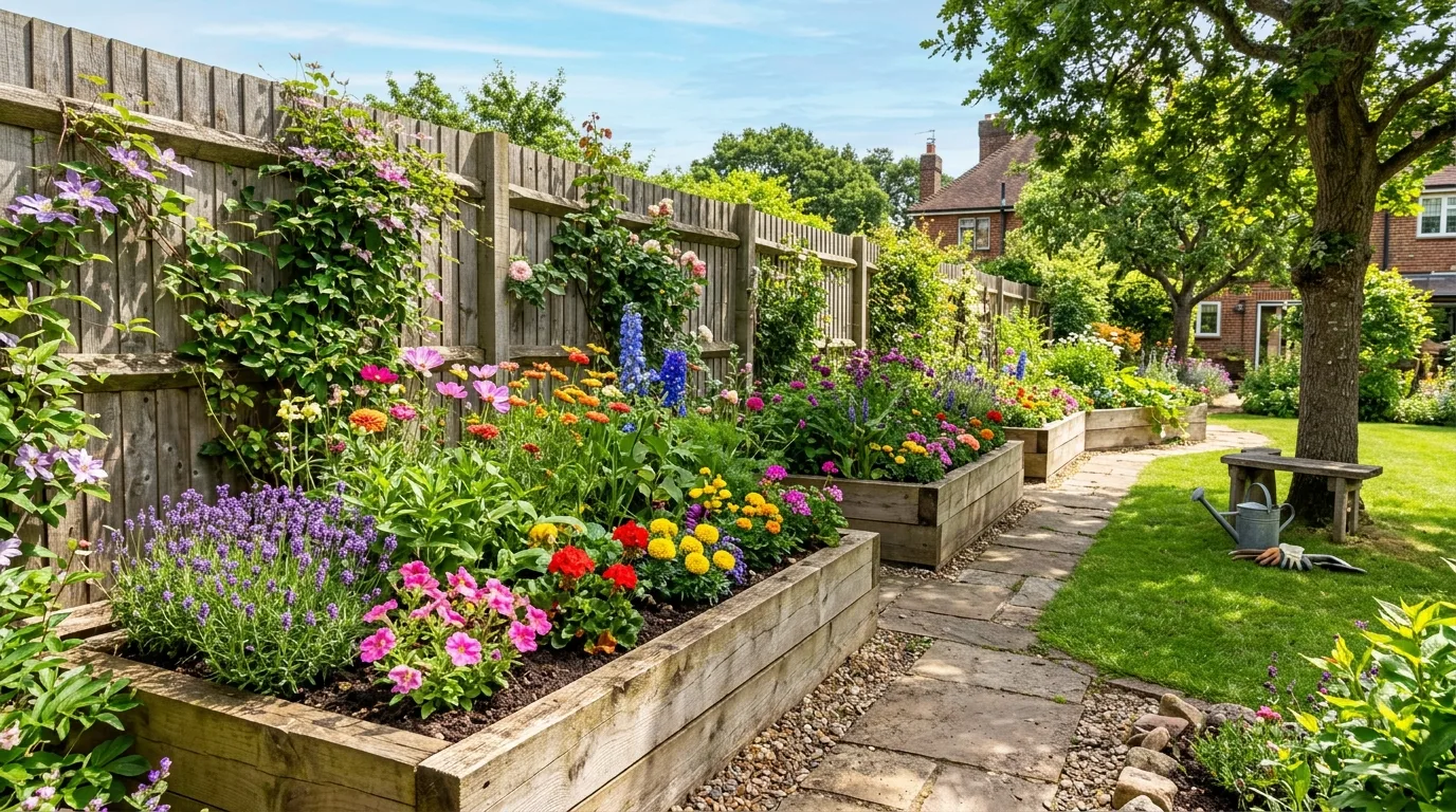 13 Raised Flower Beds Along Fence Ideas
